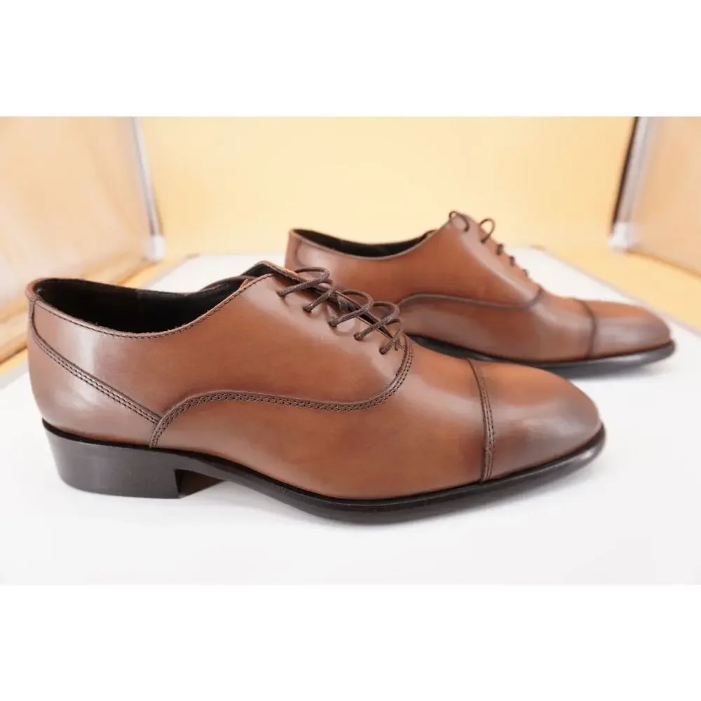 To Boot New York Firenza Men's Brown Leather Cap Toe Oxfords SZ 8 D $395 lace